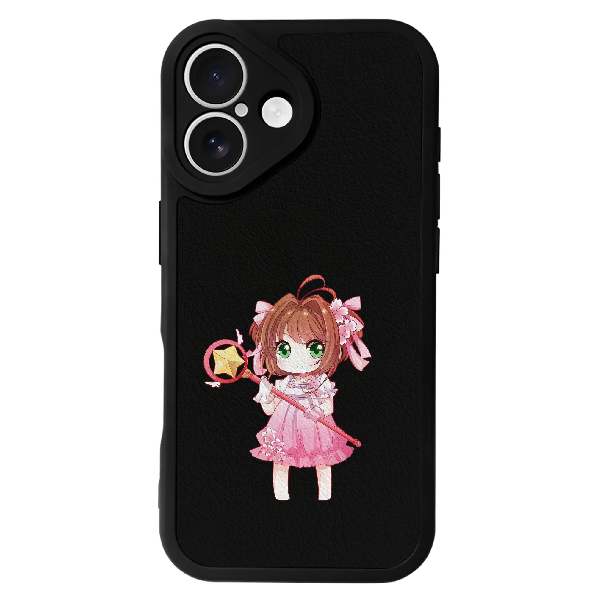 カードキャプターさくら グッズ,木之本桜 - IPhone 16シリーズ対応 ・ シリコンスマホケース ・ レザー調 ・ 高精度フィット ・ 耐衝撃 ・ ワイヤレス充電対応 ・ 精密カット